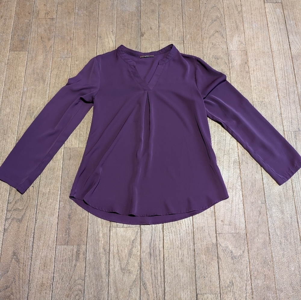 Women's Gaharu Purple Long Sleeve Vneck Blouse Size Medium